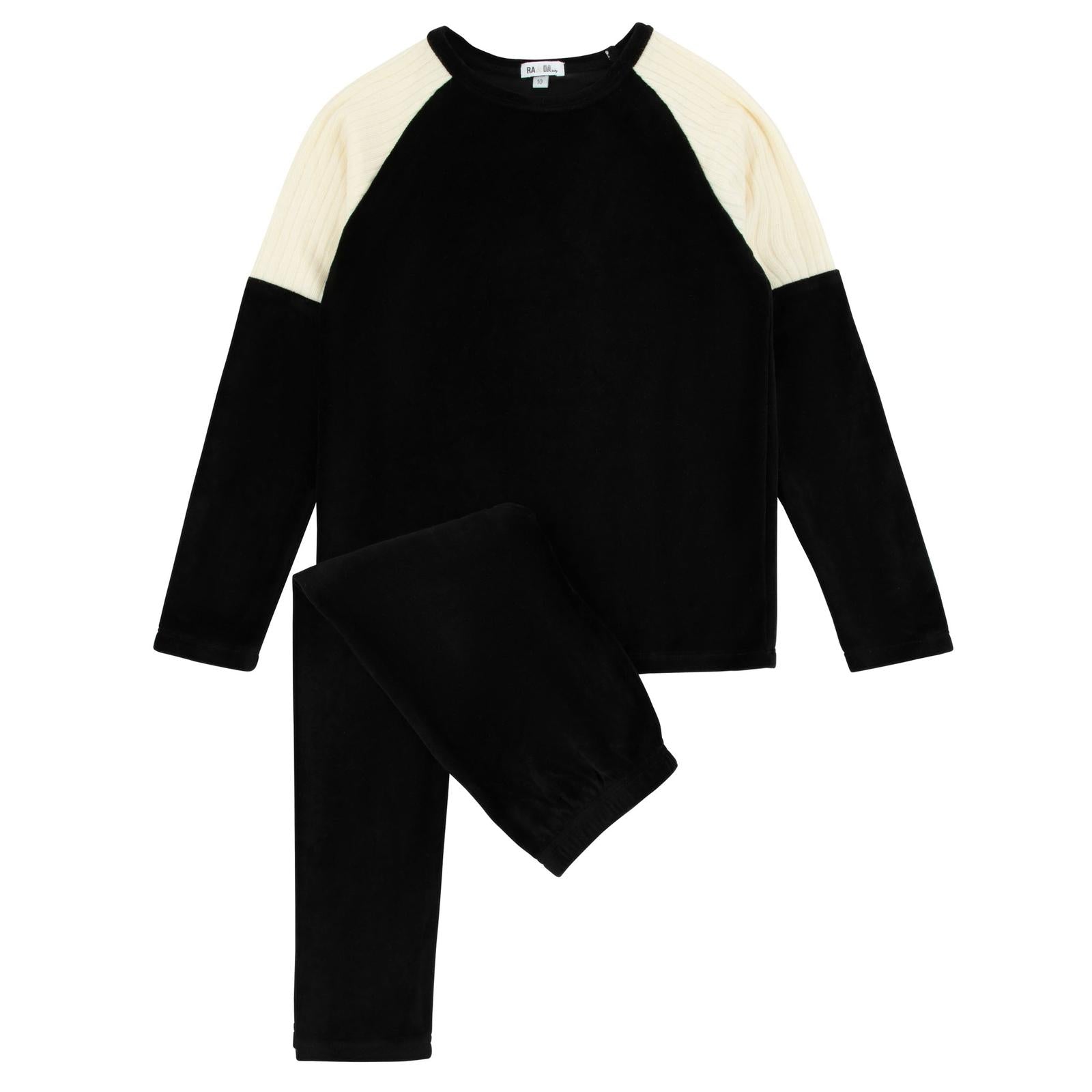 Ra & Da Ribbed insert black pajamas