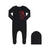 Multi red patch footie + beanie by Little Parni