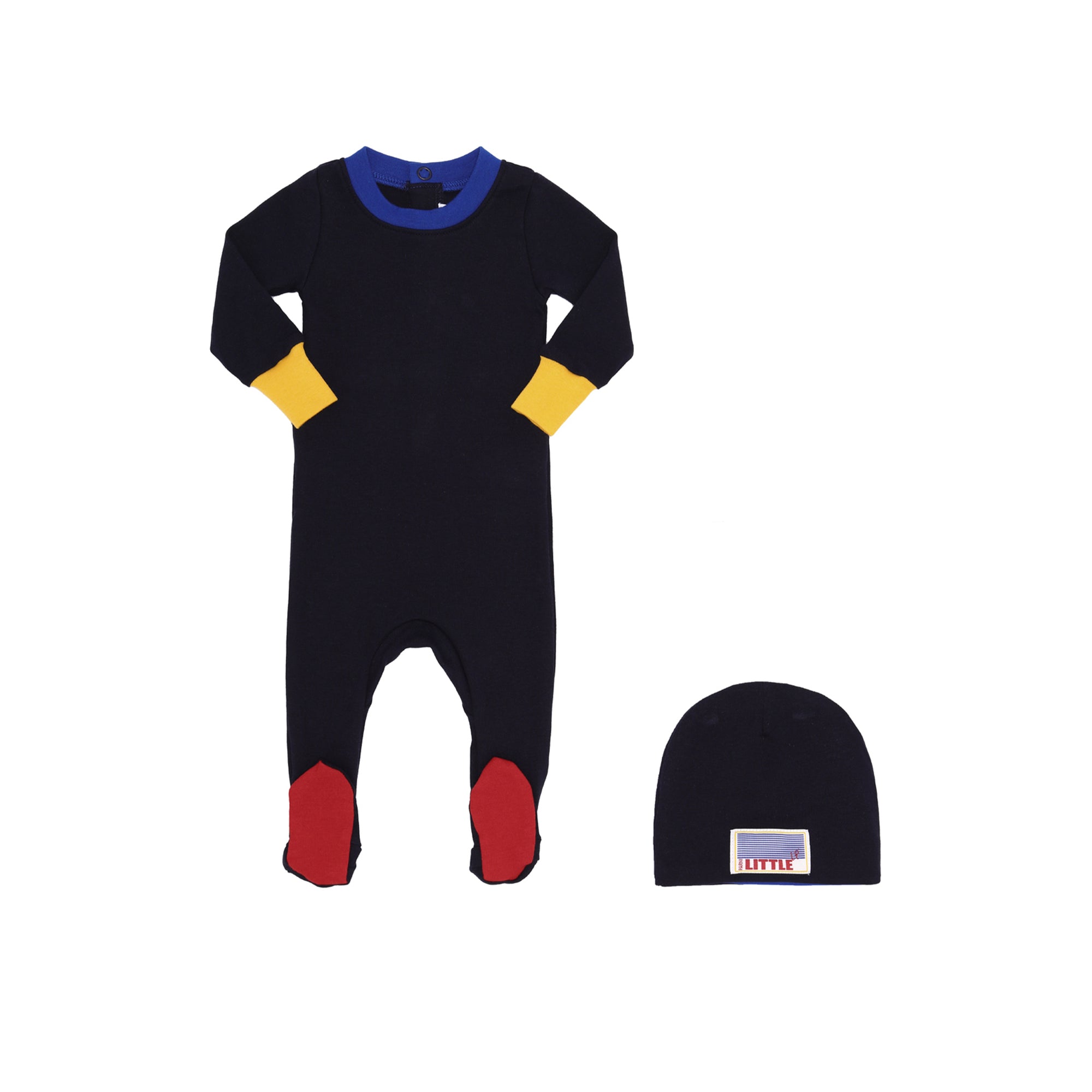 Parni Blue V-Neck Footie & Beanie Parni Blue V-Neck Footie & Beanie