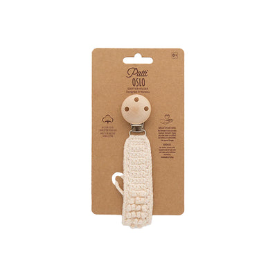 Cream pacifier clip by Patti Oslo