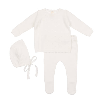 Openwork pointelle white bris set + blanket by Lilette