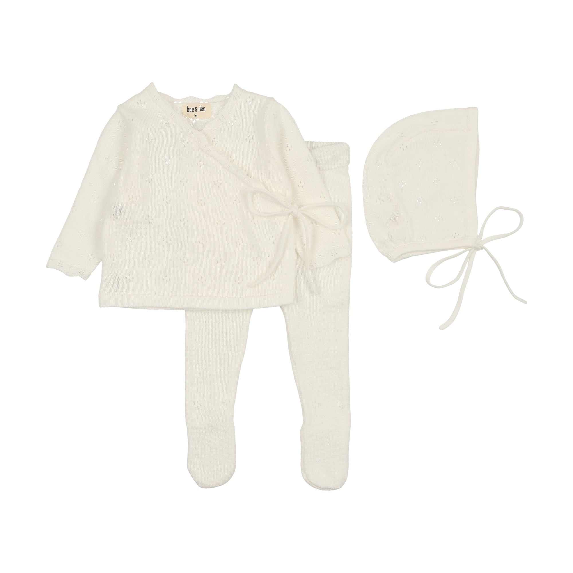Pointelle Kimono Wrap Set- Rose Pointelle Kimono Wrap Set- Rose