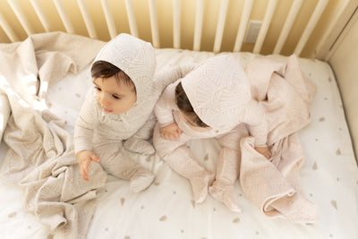 Print wrap rose footie + beanie by Bee & Dee