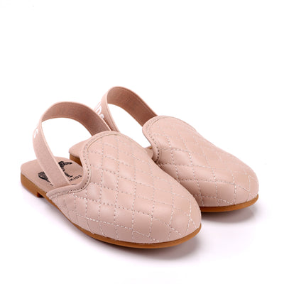 Quilted nude slingbacks by Zeebra Kids