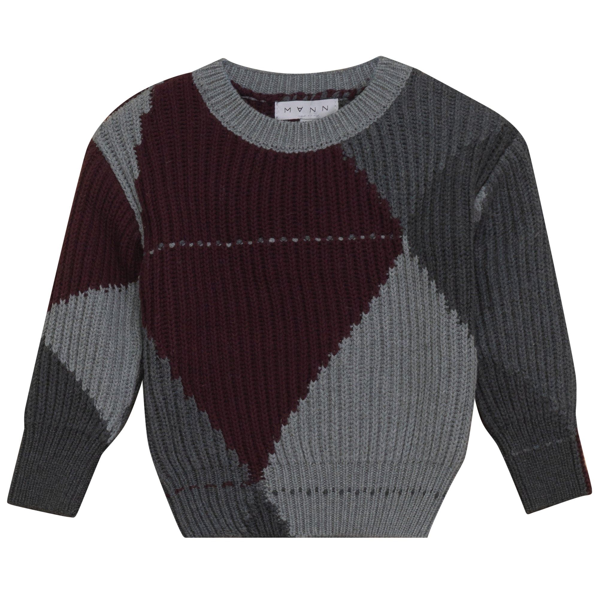Mann Color blocked burgundy argyle set