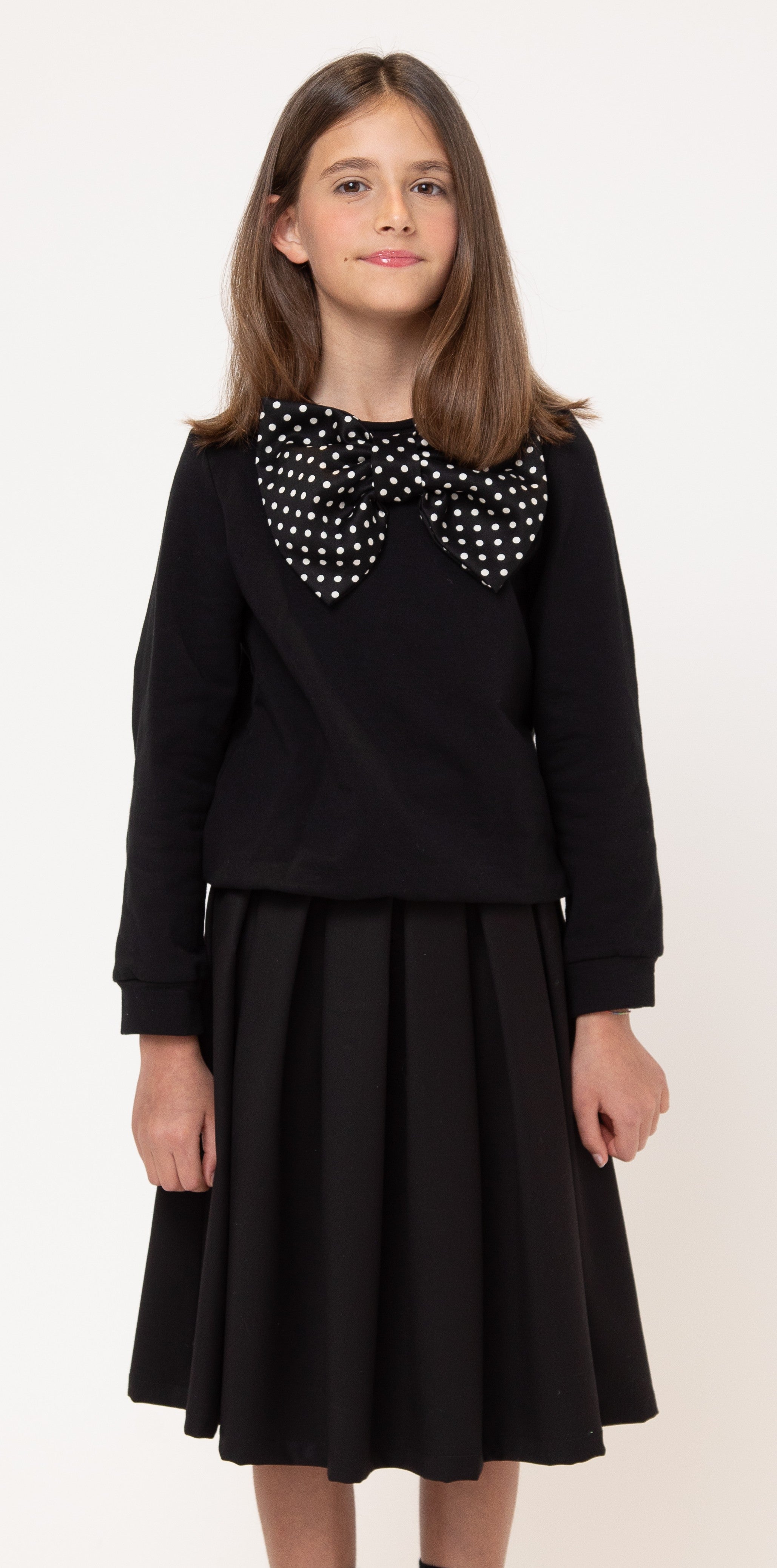 Piccola Ludo Trim pleated black skirt