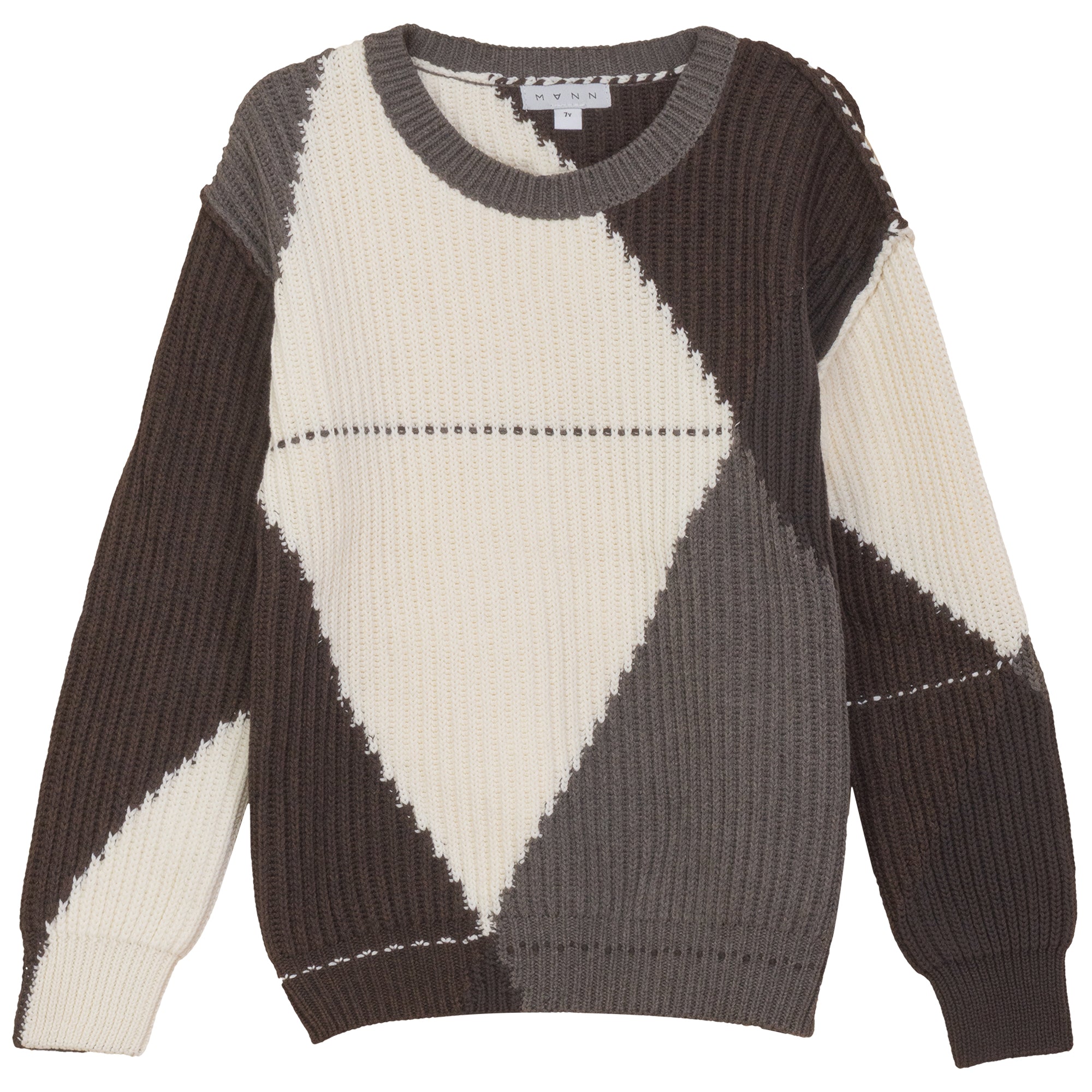 Mann Color blocked coffee argyle sweater