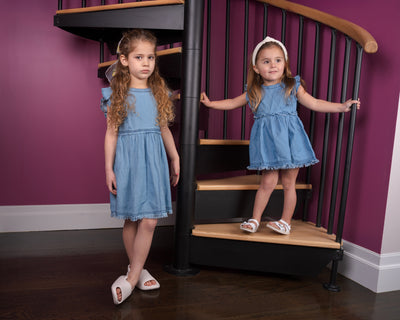 Denim ruffle dress by Ra & Da