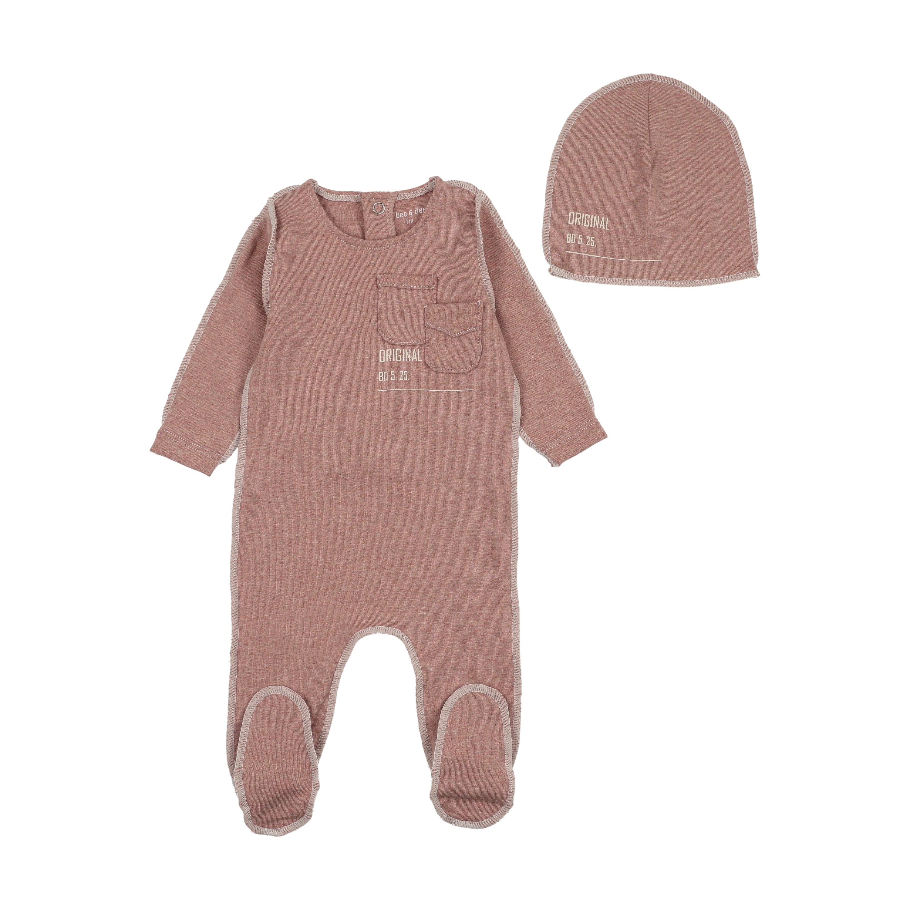 Bee & Dee Raw sewing pattern rose footie + beanie