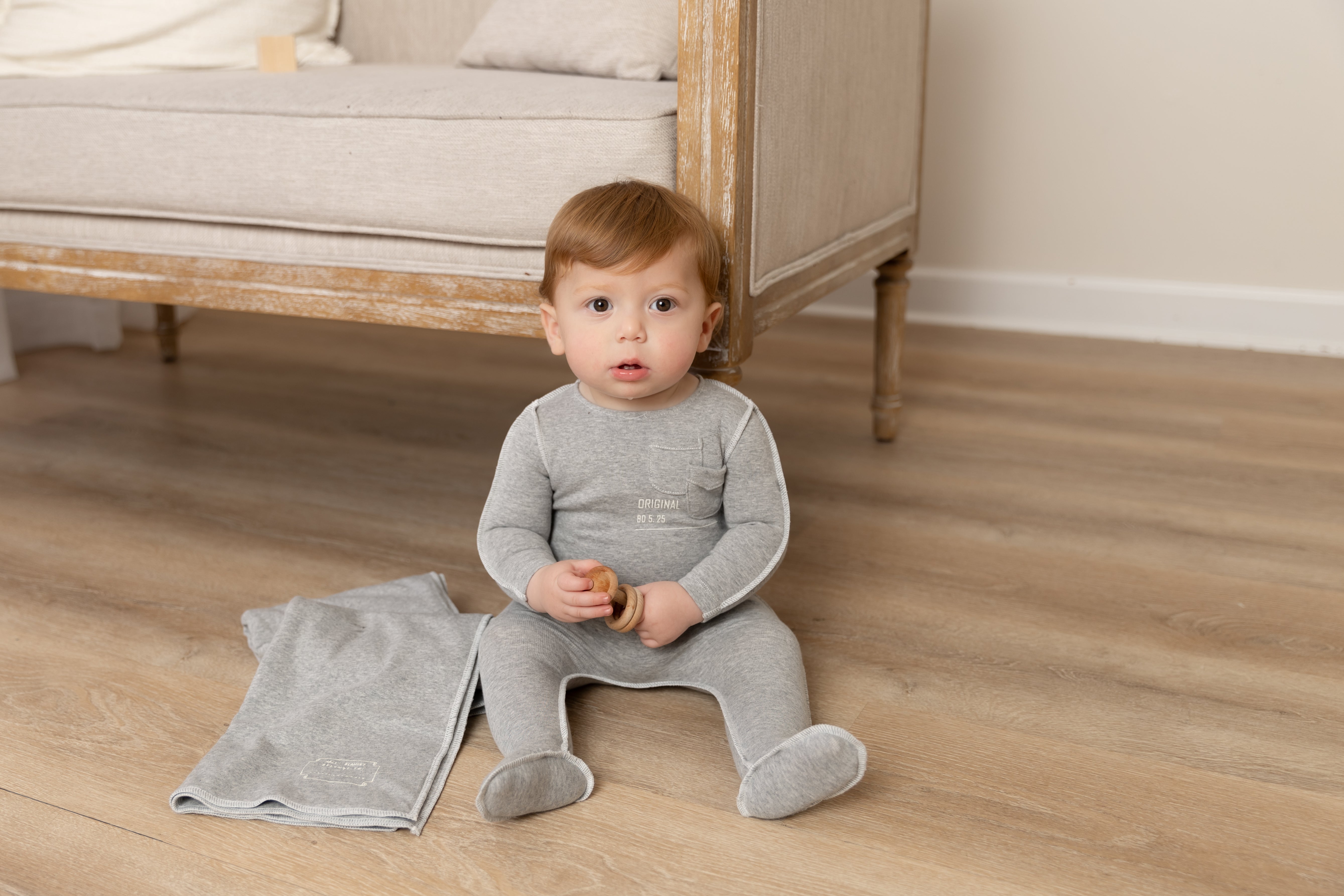 Bee & Dee Raw sewing pattern grey footie + beanie