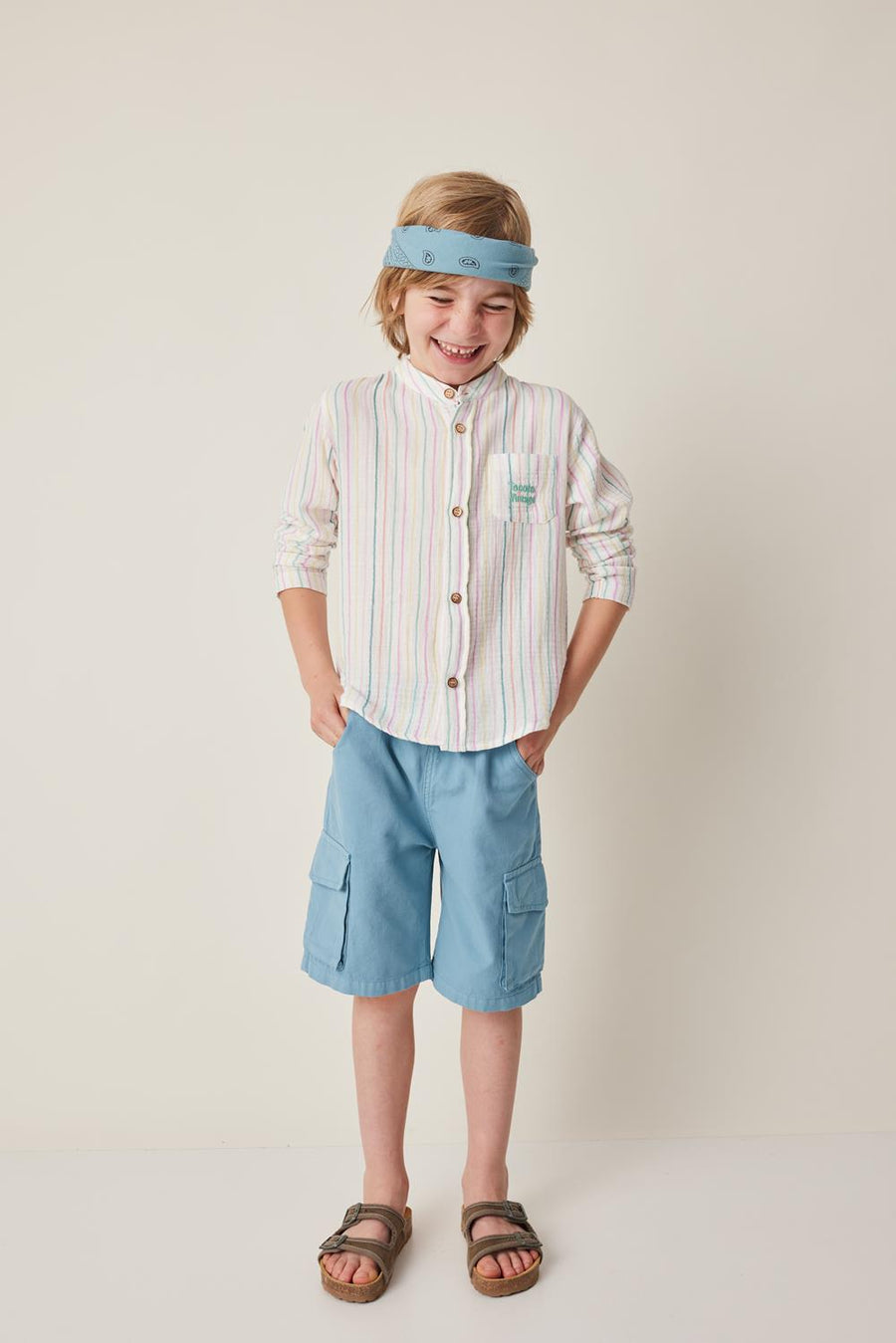 Multicolor stripe round neck shirt by Tocoto Vintage