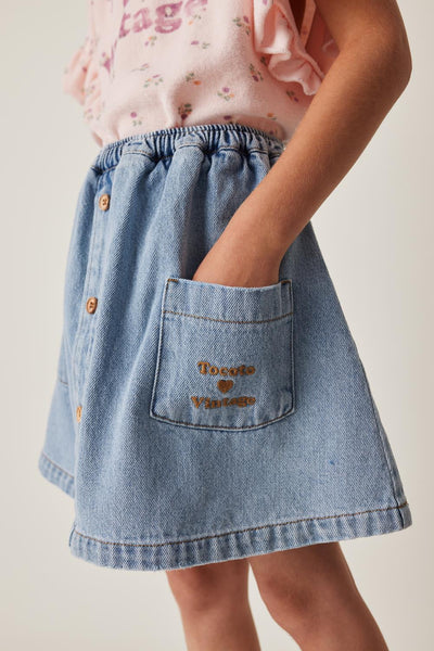 Blue denim pockets skirt by Tocoto Vintage