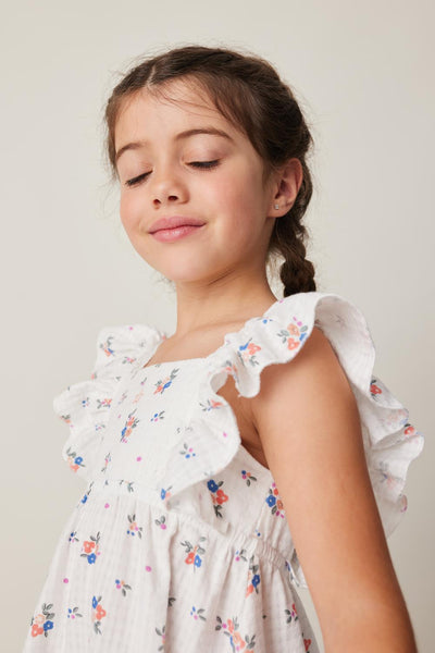 Ruffled straps flower dress by Tocoto Vintage