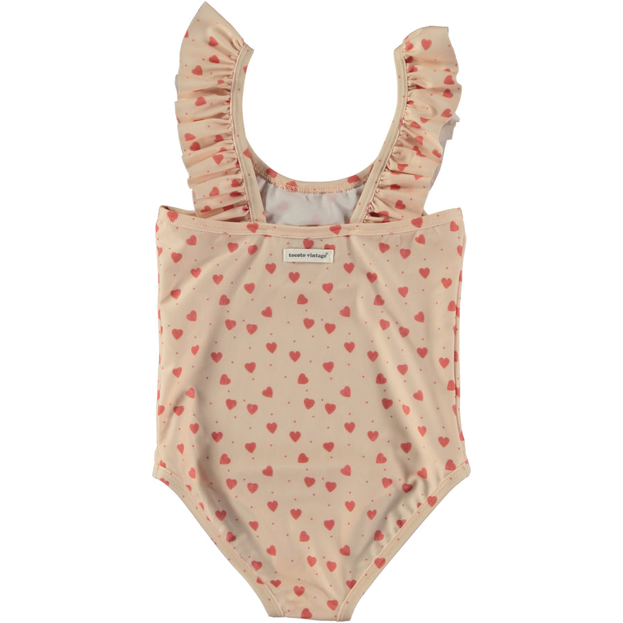 Heart Ruffle baby bathing suit By Tocoto Vintage