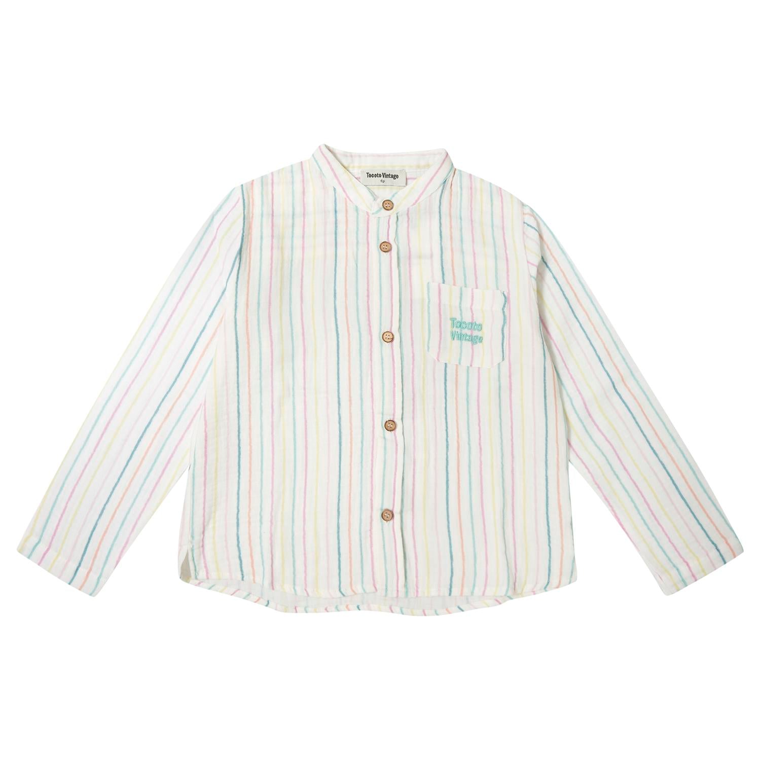 Multicolor stripe round neck shirt by Tocoto Vintage