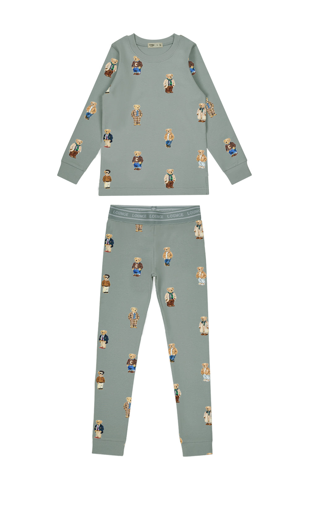 Crew Lounge Teddy pattern jade pajamas