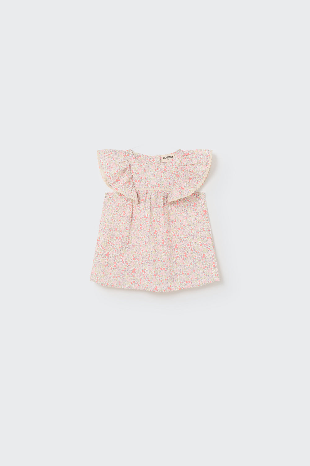 Ruffle neon coral floral dress by Cozmo