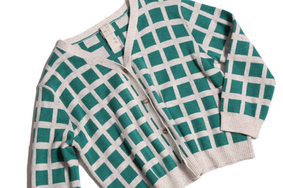 Polygon kelp checkered cardigan by Tia Cibani