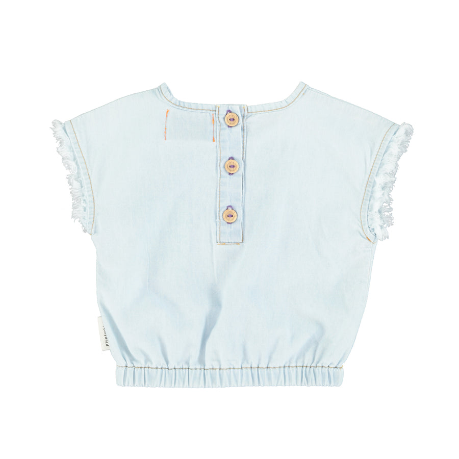 Chambray light blue baby blouse by Piupiuchick