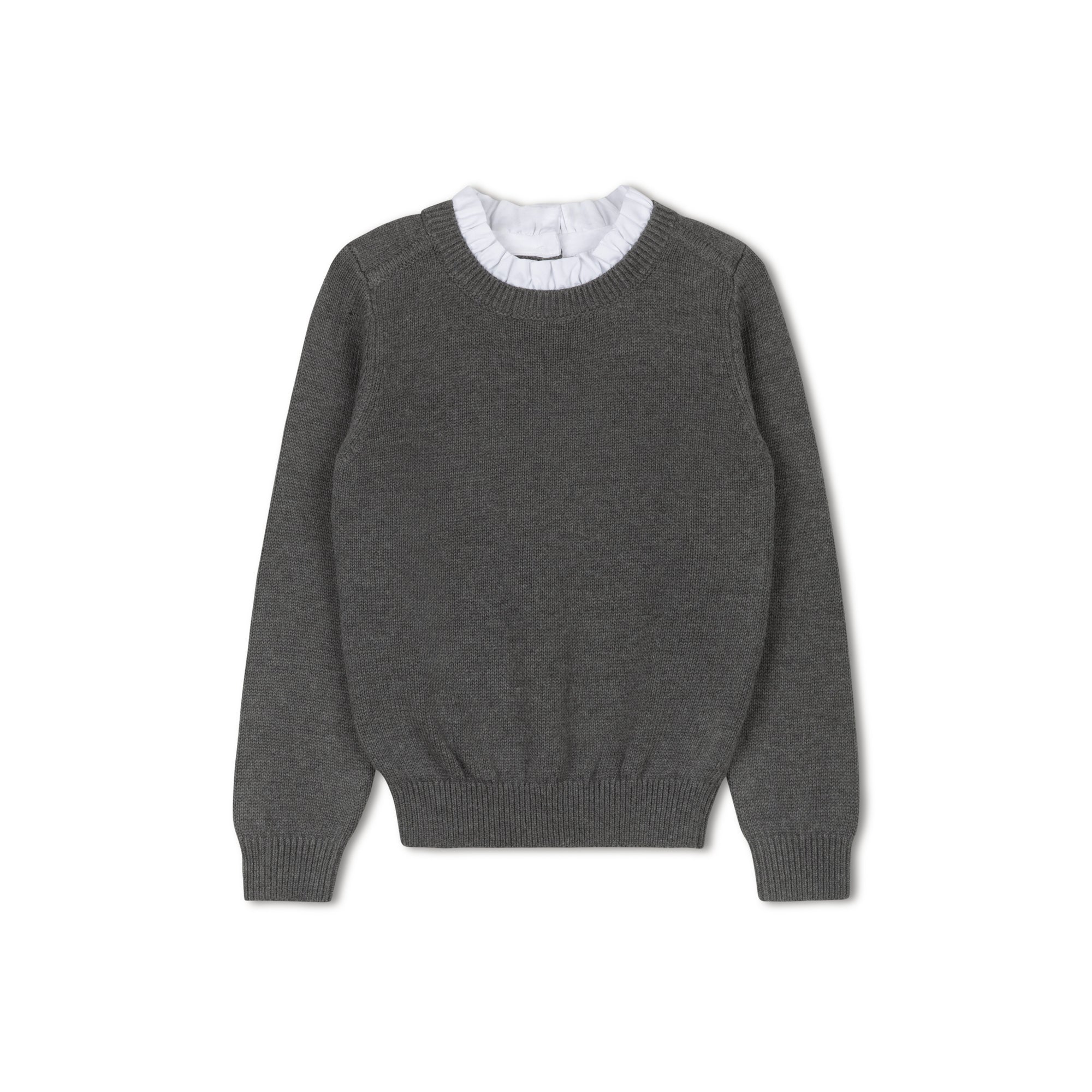 Sweet Threads Ruffle neck grey top