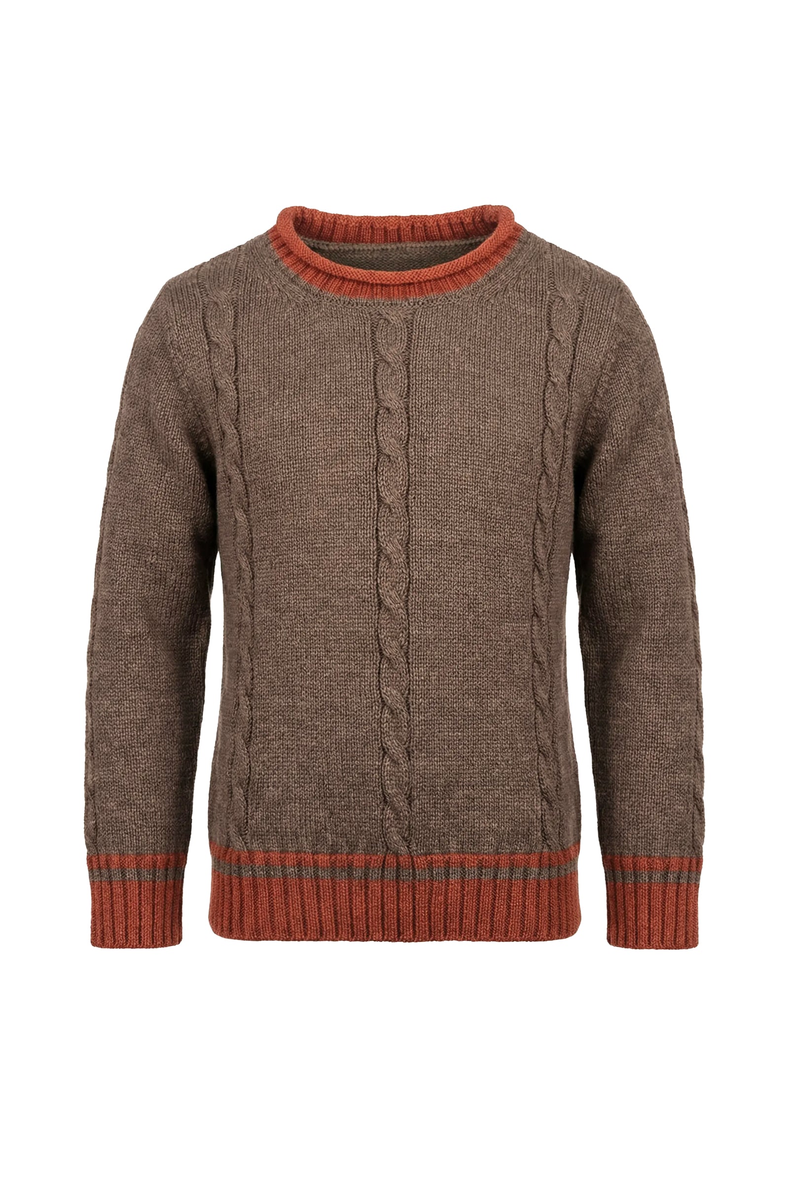 Pernille Cable trim brown sweater