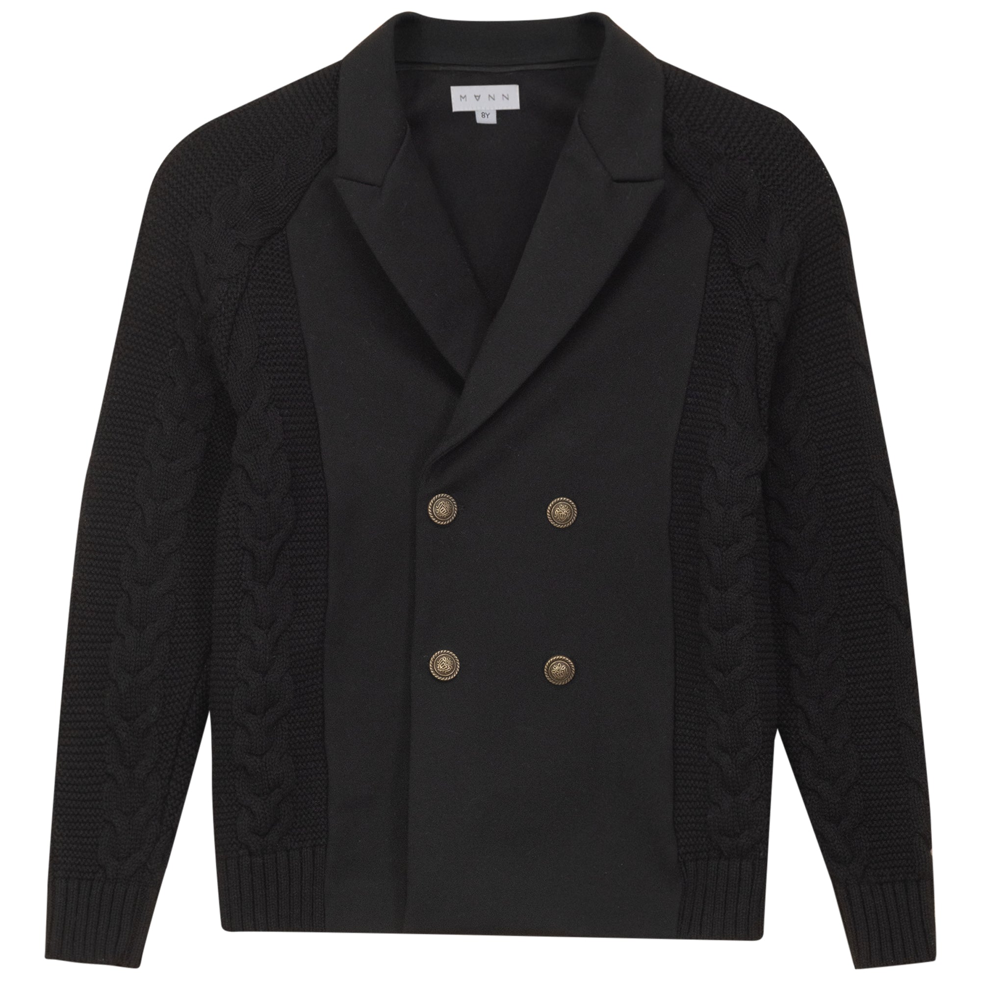 Mann Knit cabled ponte black blazer