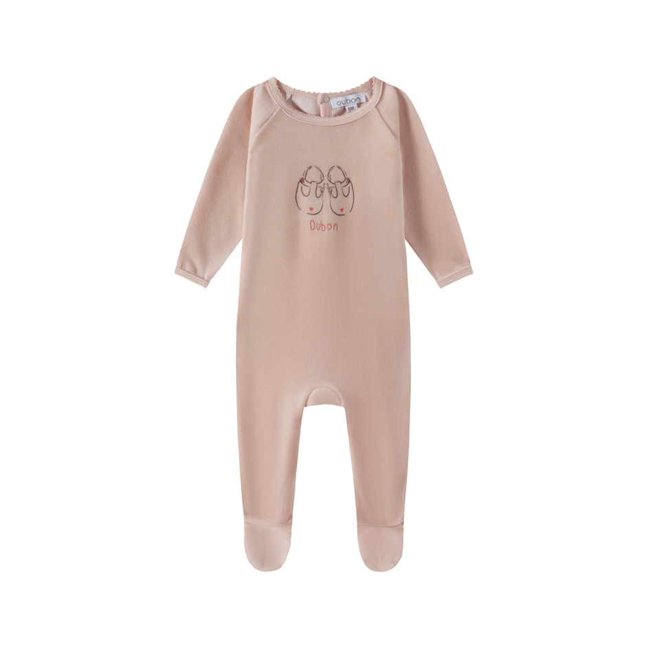 Oubon Velour shoes pink footie