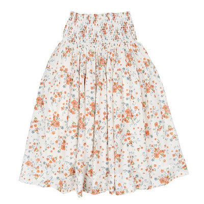 Coral floral shirred midi skirt by Petite Pink