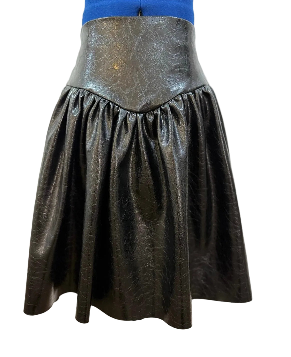 Christina Rohde Drop waist black leather skirt