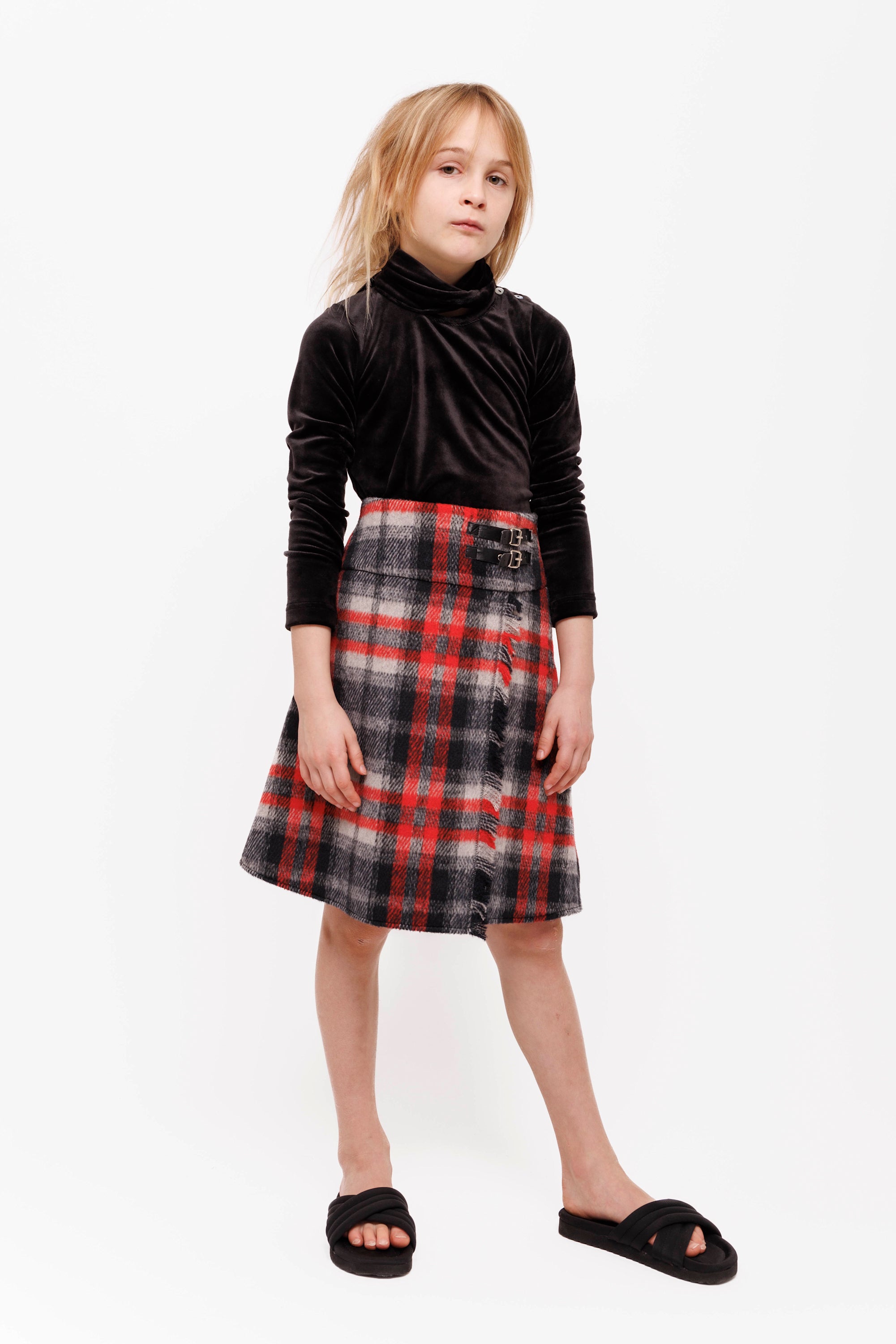 Olivia Rohde Grey/red plaid skirt
