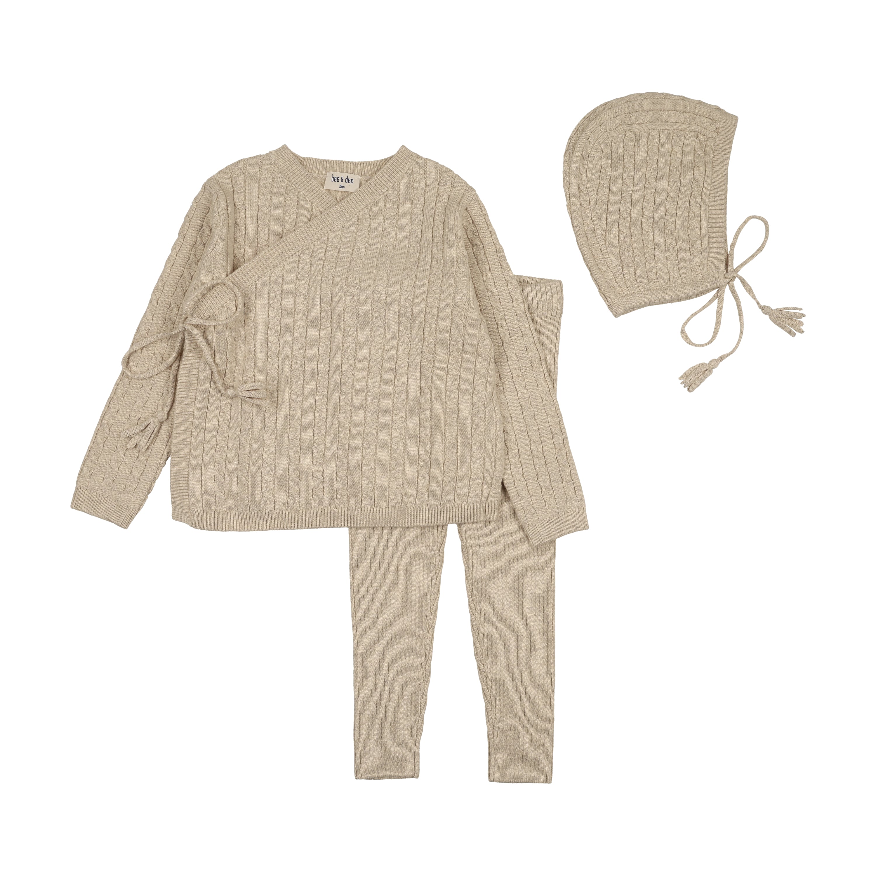 Bee & Dee Cable oat sweater footie + bonnet
