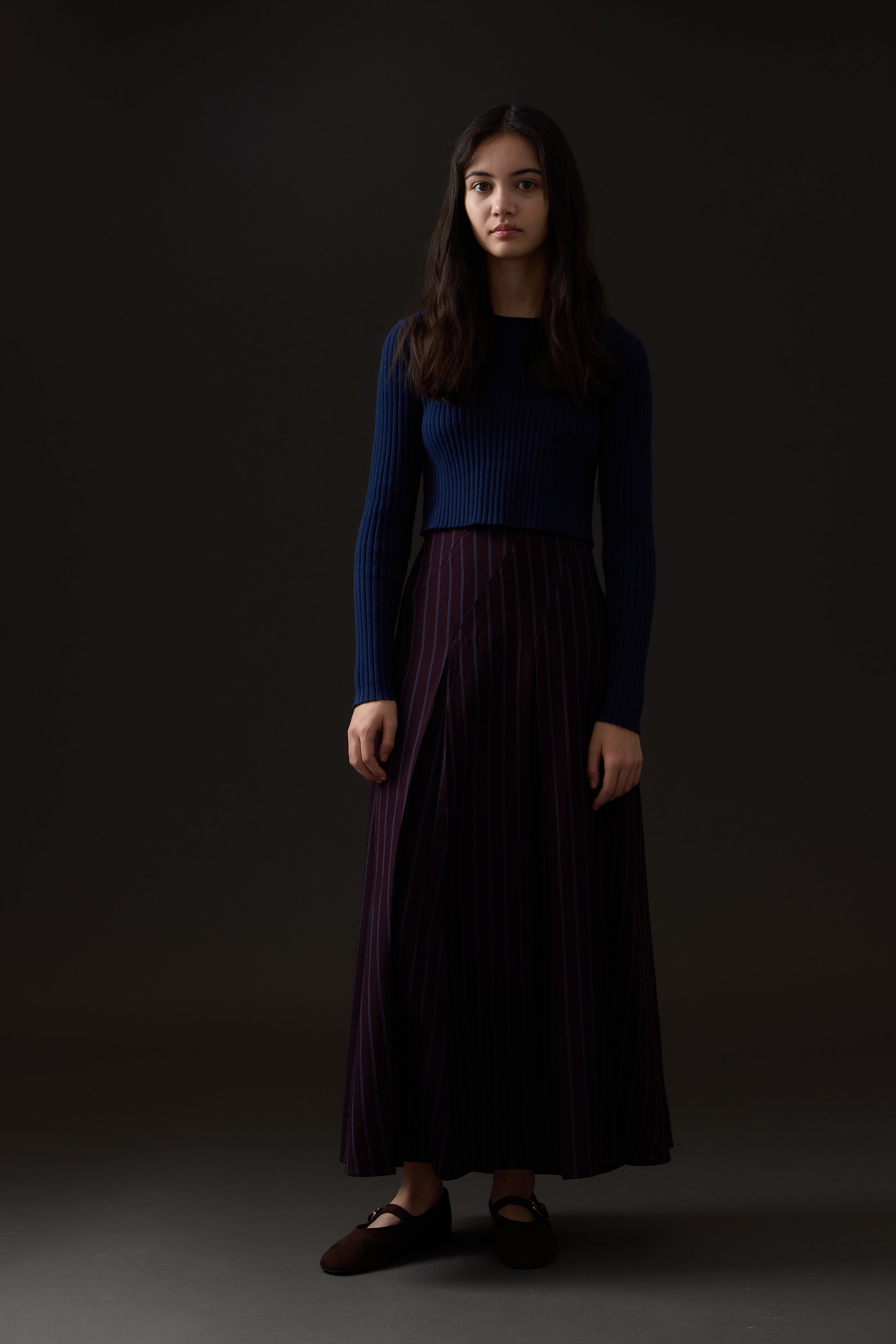 Soir Vivian midi wine skirt