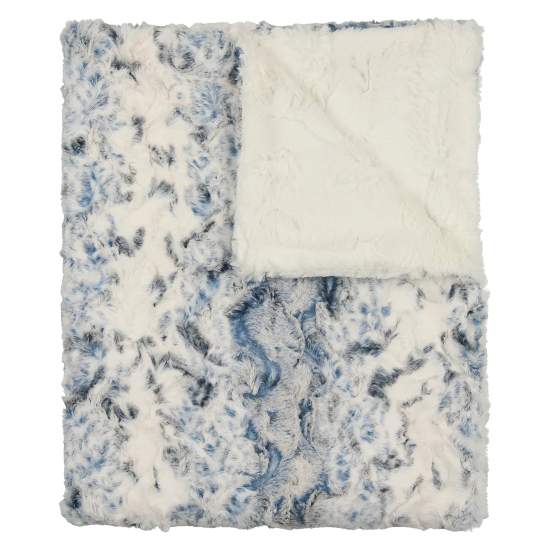Peluche Speckled blue & natural lux fur blanket