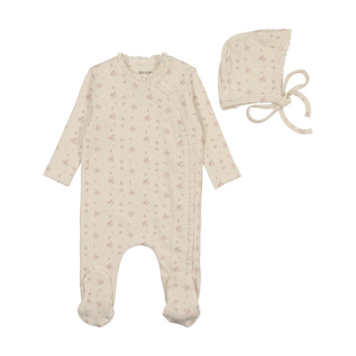Sweet blossoms pink wrap footie + bonnet by Bee & Dee