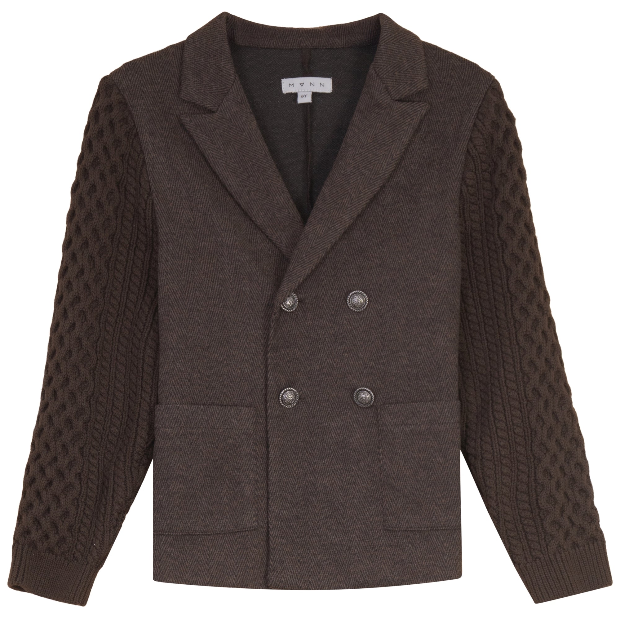 Mann Cable knit sleeves brown blazer