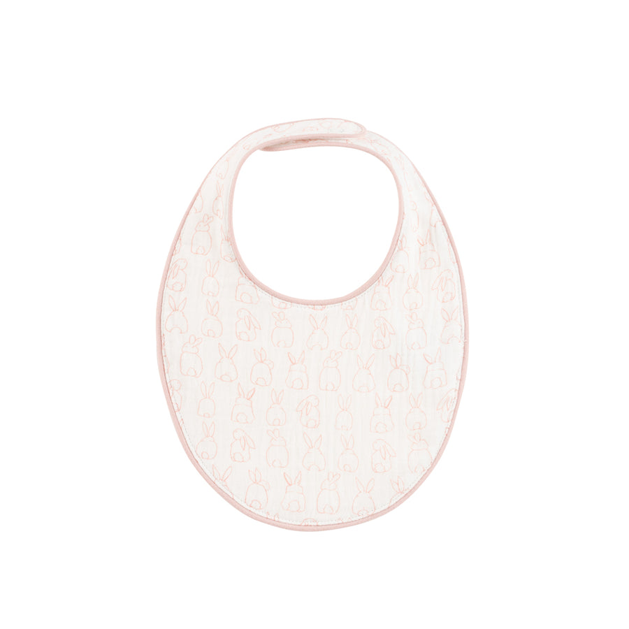Bunny print pink bib by Kipp Baby