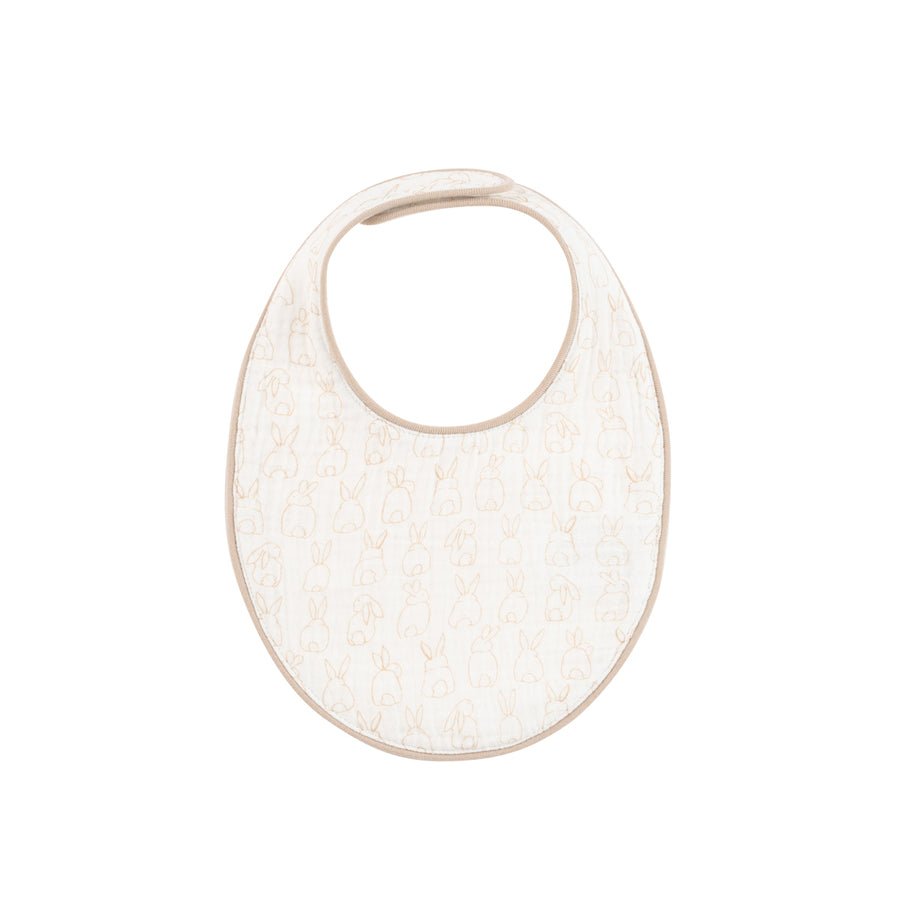 Bunny print stone bib by Kipp Baby