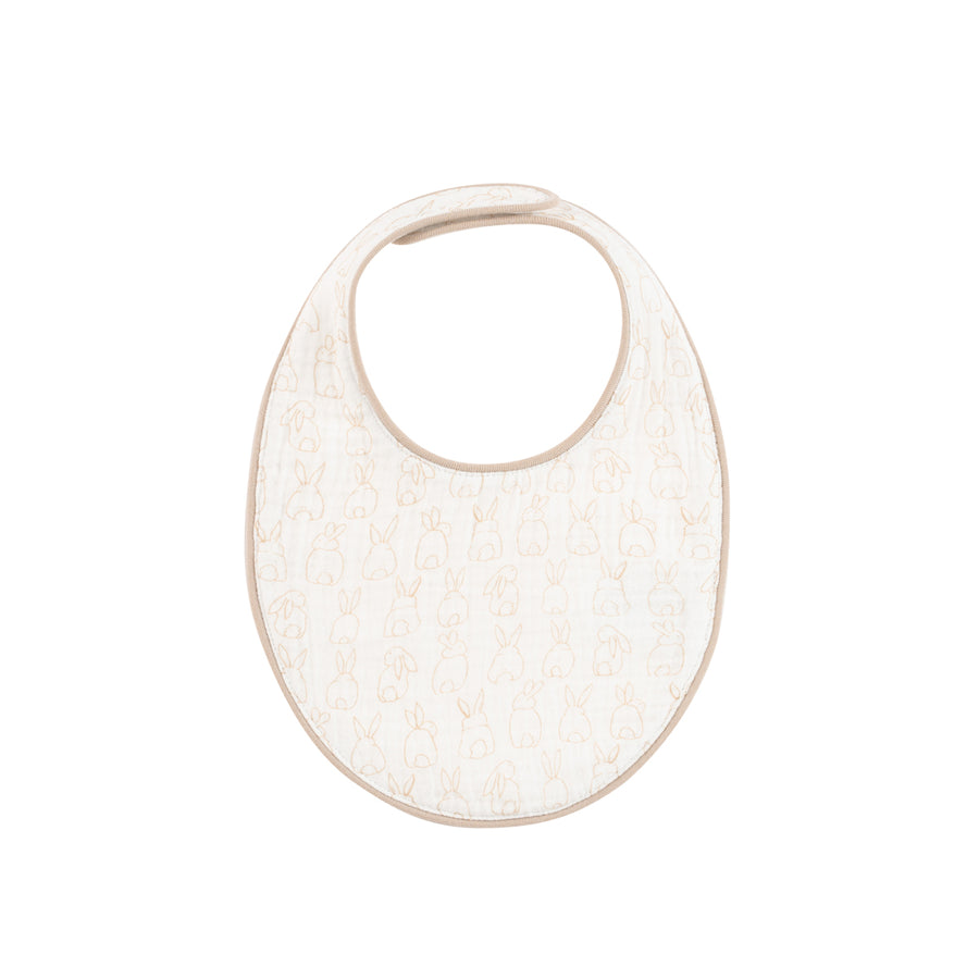 Bunny print stone bib by Kipp Baby