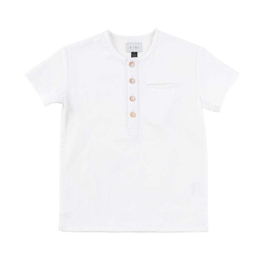 Mandarin white collar shirt by Klai