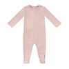 Embroidered pink pocket footie by Kipp Baby