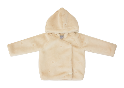 Embroidered star natural fur jacket + hat by Kipp Baby