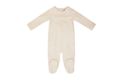 Embroidered heart white footie + bonnet by Kipp Baby