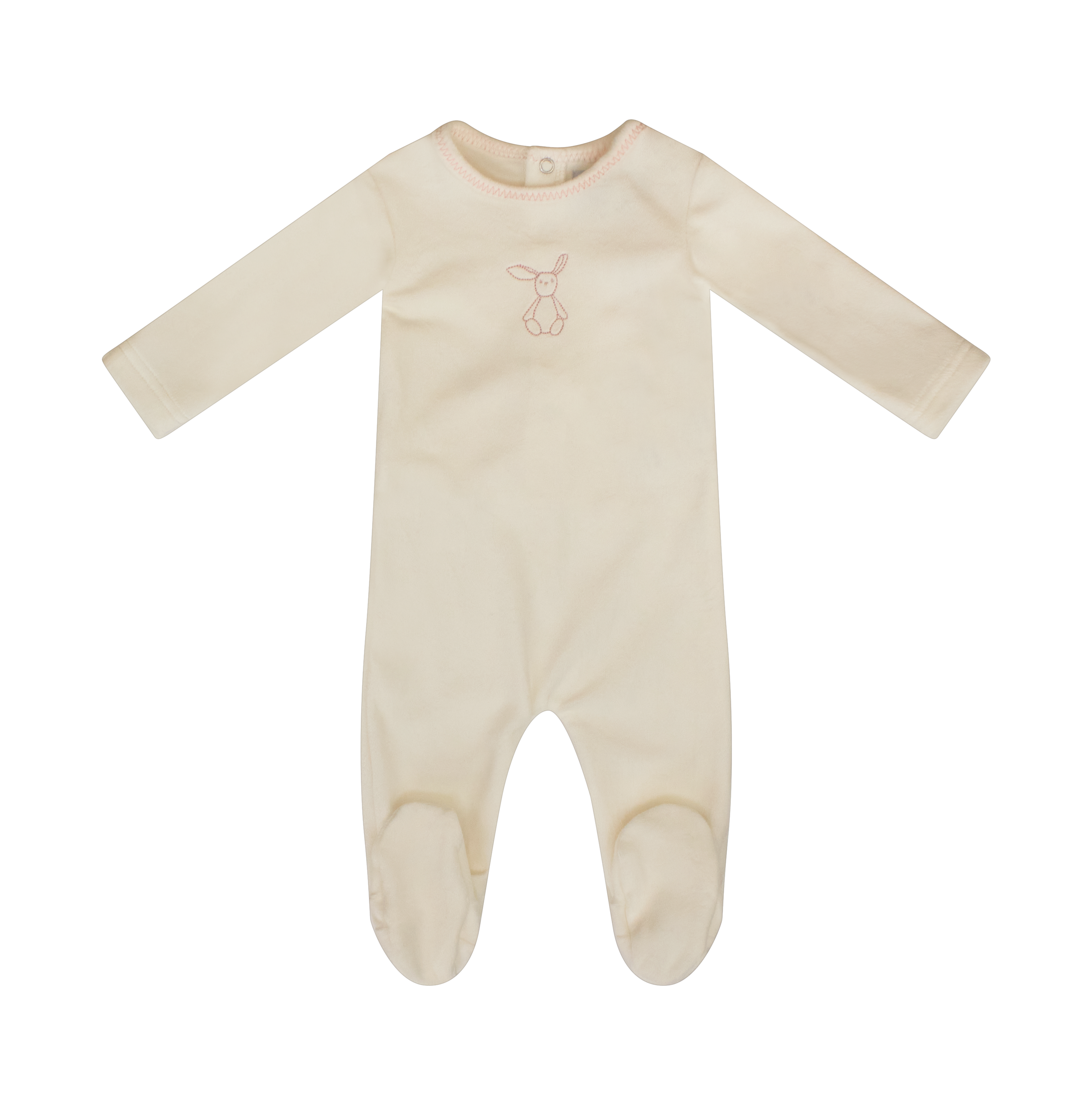 Pink bunny footie + hat by Kipp Baby