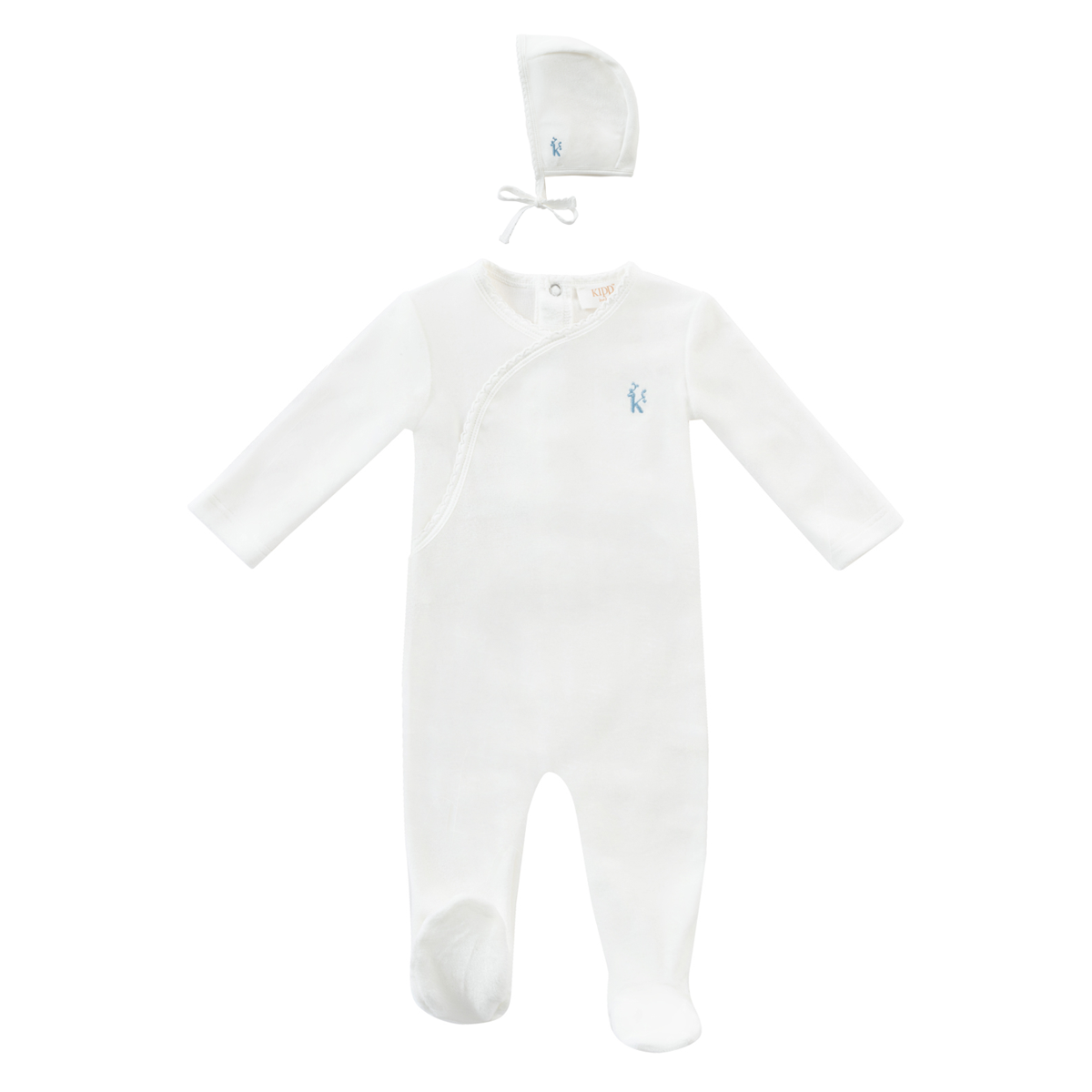 Kipp Bib Romper and Bonnet - White Kipp Bib Romper and Bonnet - White