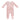 Leaf motif pink velour footie + hat by Kipp Baby