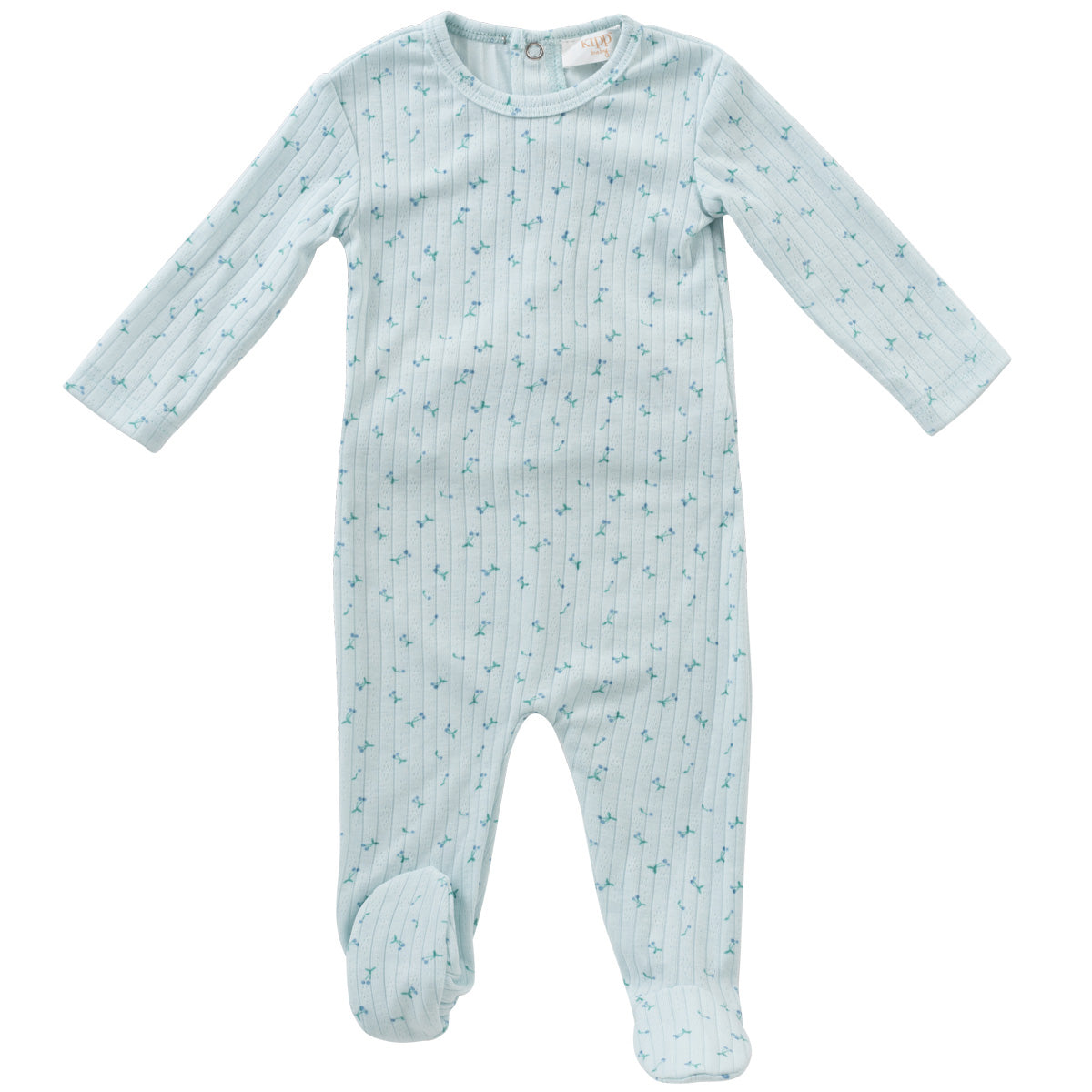 Cherry blue footie by Kipp Baby