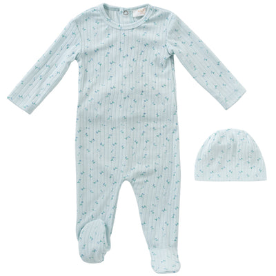 Cherry blue footie by Kipp Baby