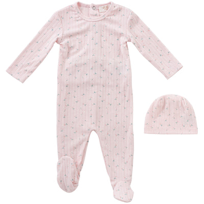 Cherry pink footie by Kipp Baby