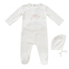 Carousel pink footie + bonnet by Kipp Baby