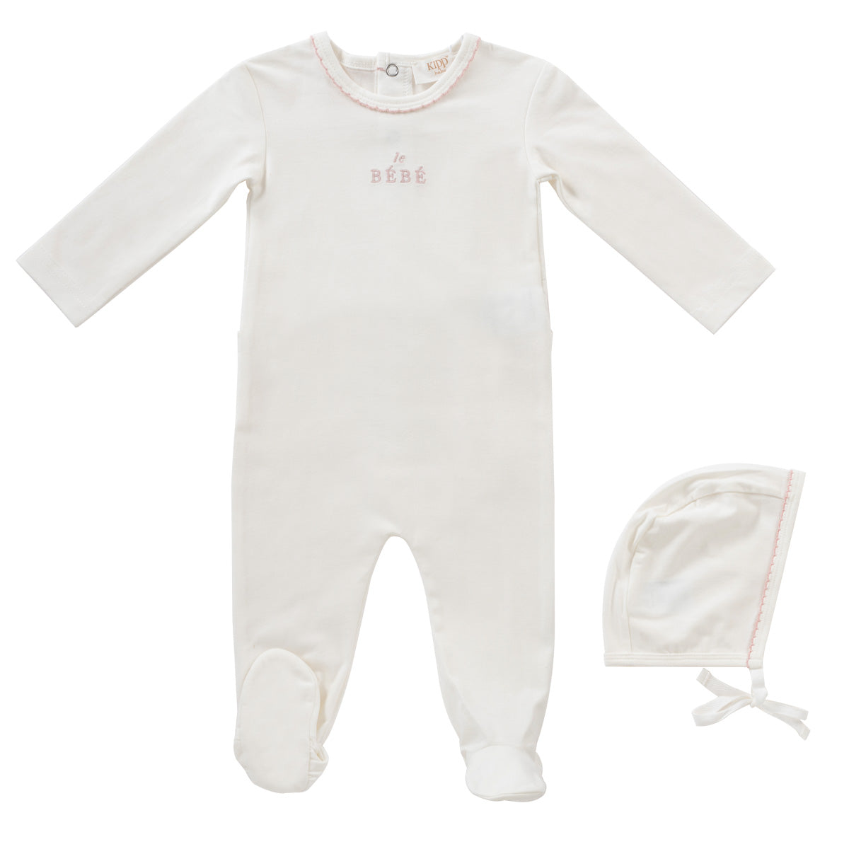 Le bebe pink footie + bonnet by Kipp Baby